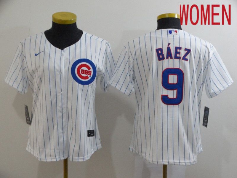 Women Chicago Cubs #9 Baez White Game Nike MLB Jerseys->new york yankees->MLB Jersey